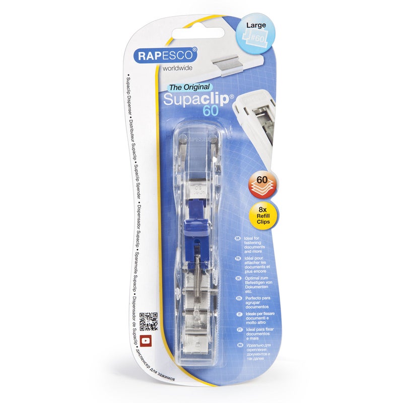 Rapesco Supaclip 60 Dispenser with 8 Clips - Image 1